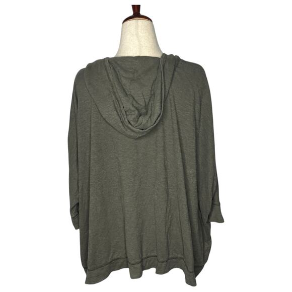 Eileen Fisher Women Top Size L Olive Hemp Organic Cotton Hoodie Oversized Dolman - Picture 3 of 7